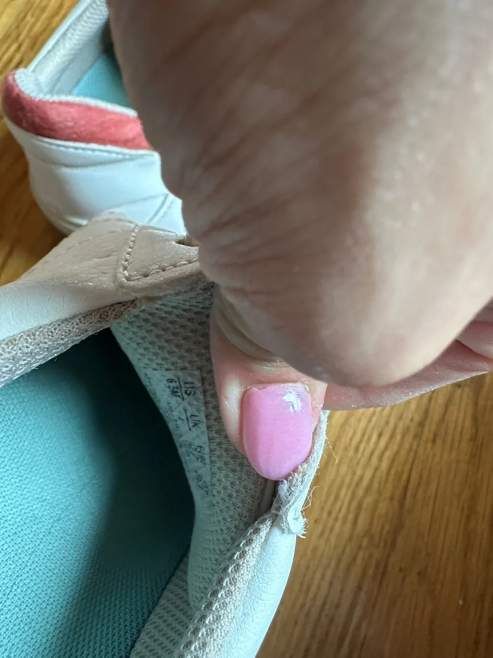 Dr. Scholl's White Sneakers with Pink Heel Accent